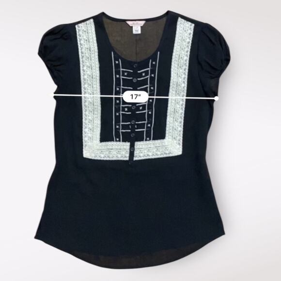 Intuitions Vintage Silk Tie-Back Sheer Blouse Womens Size 2 Black Coquette‎ - Picture 5 of 8